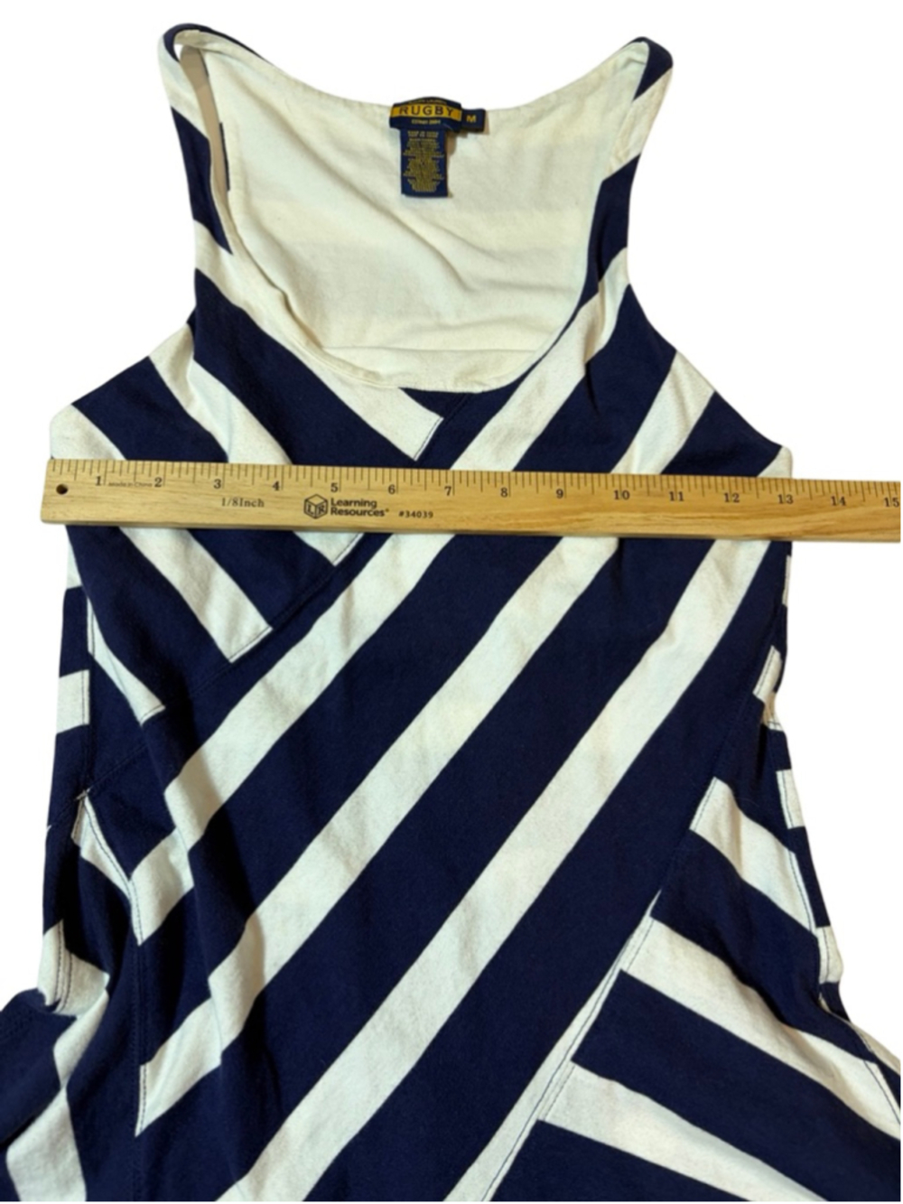 Ralph Lauren Rugby Striped Fit Flare Dress Navy White Preppy Skater Medium - Picture 4 of 7